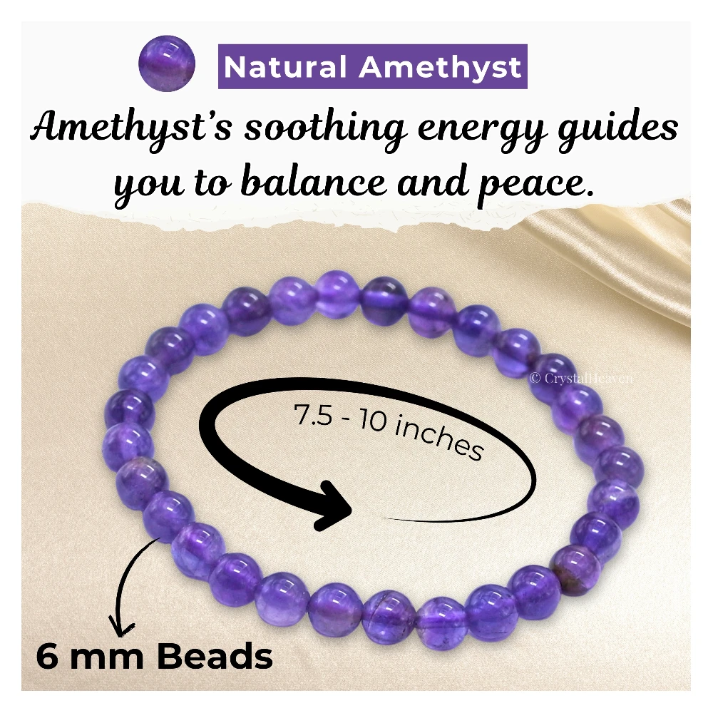 Amethyst Healing Crystal Bracelets - 6mm Beads
