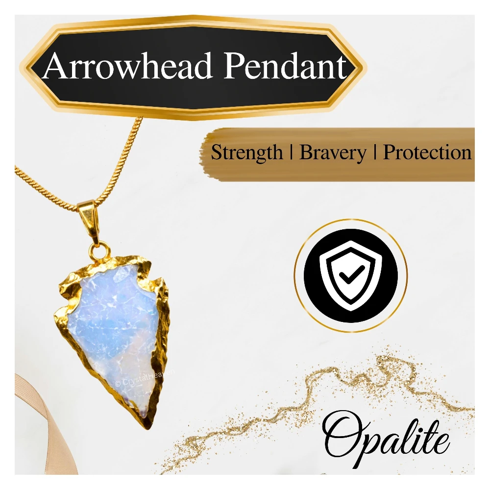 Opalite Arrow Head Pendant - Gold Plated
