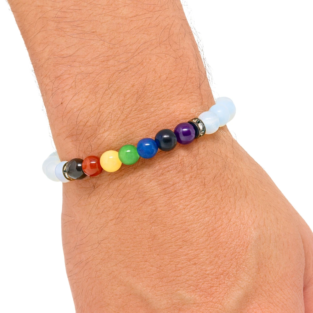 Opalite with Chakra Bracelet (Elastic)