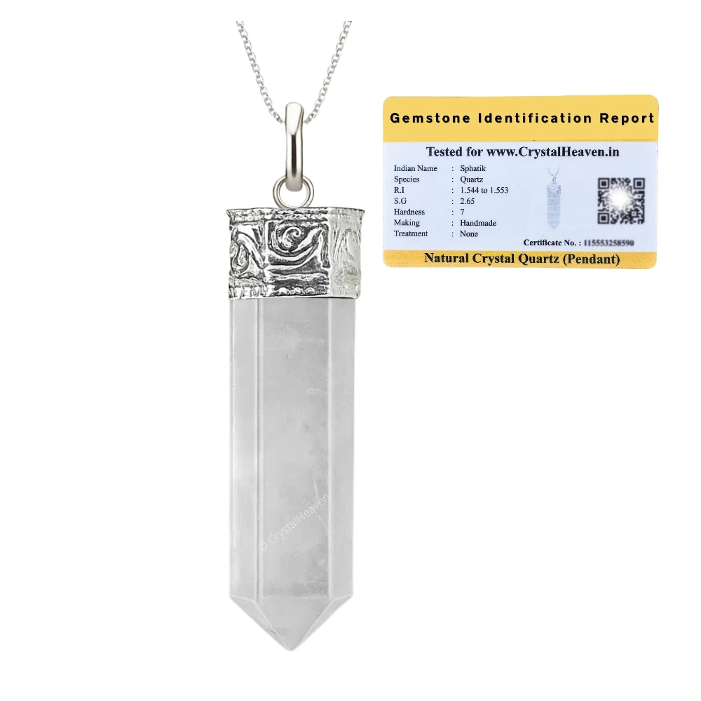 Clear Quartz Necklace - Pencil Point (Silver)