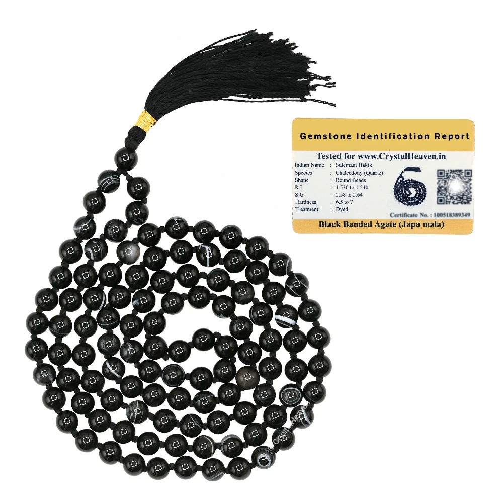 Black Sulemani Hakik Japa Mala (Hand Knotted)