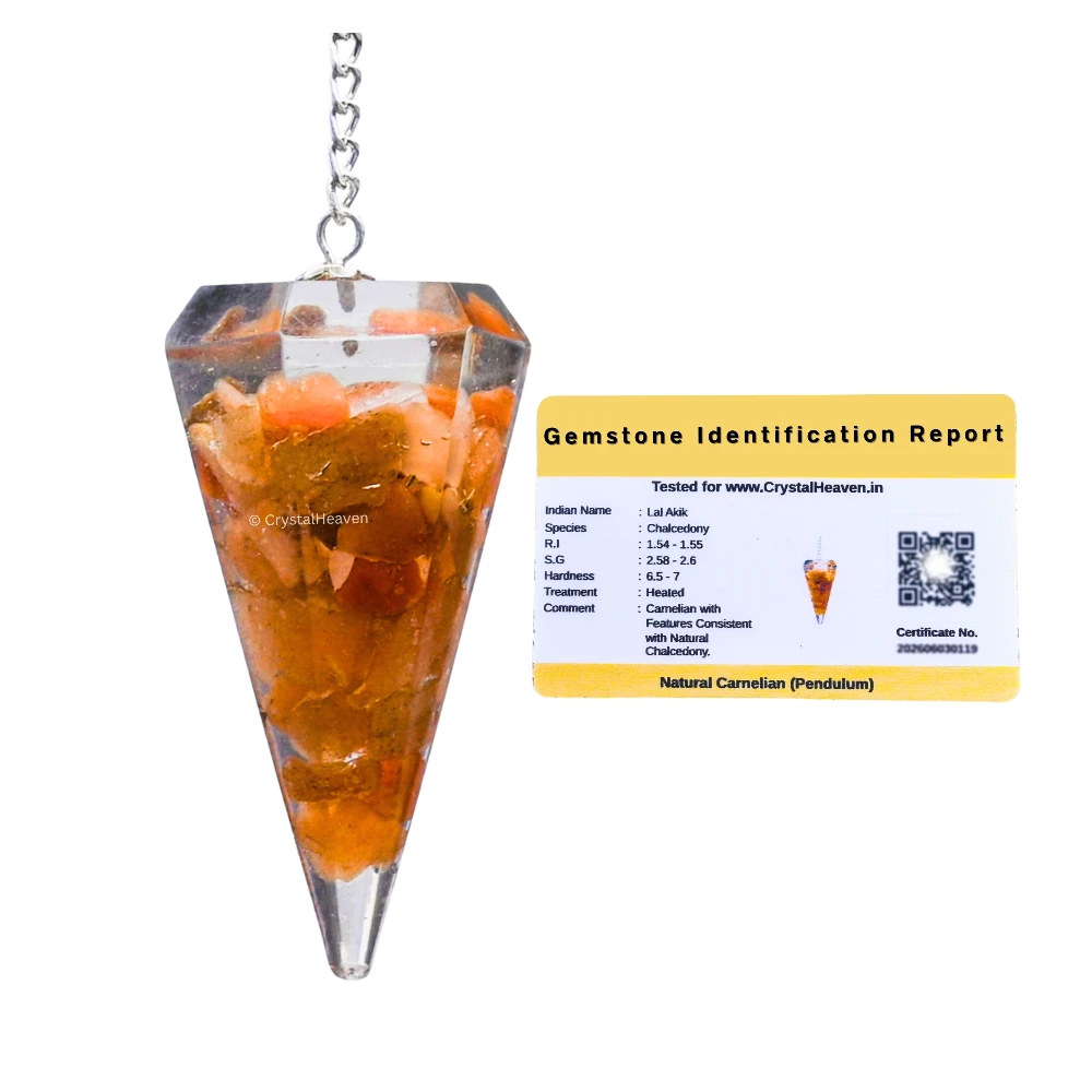 Carnelian Crystal Orgone Pendulum