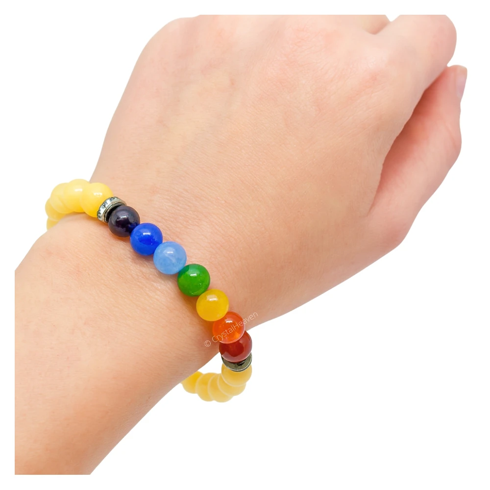 Yellow Calcite with Chakra Bracelet (Elastic)