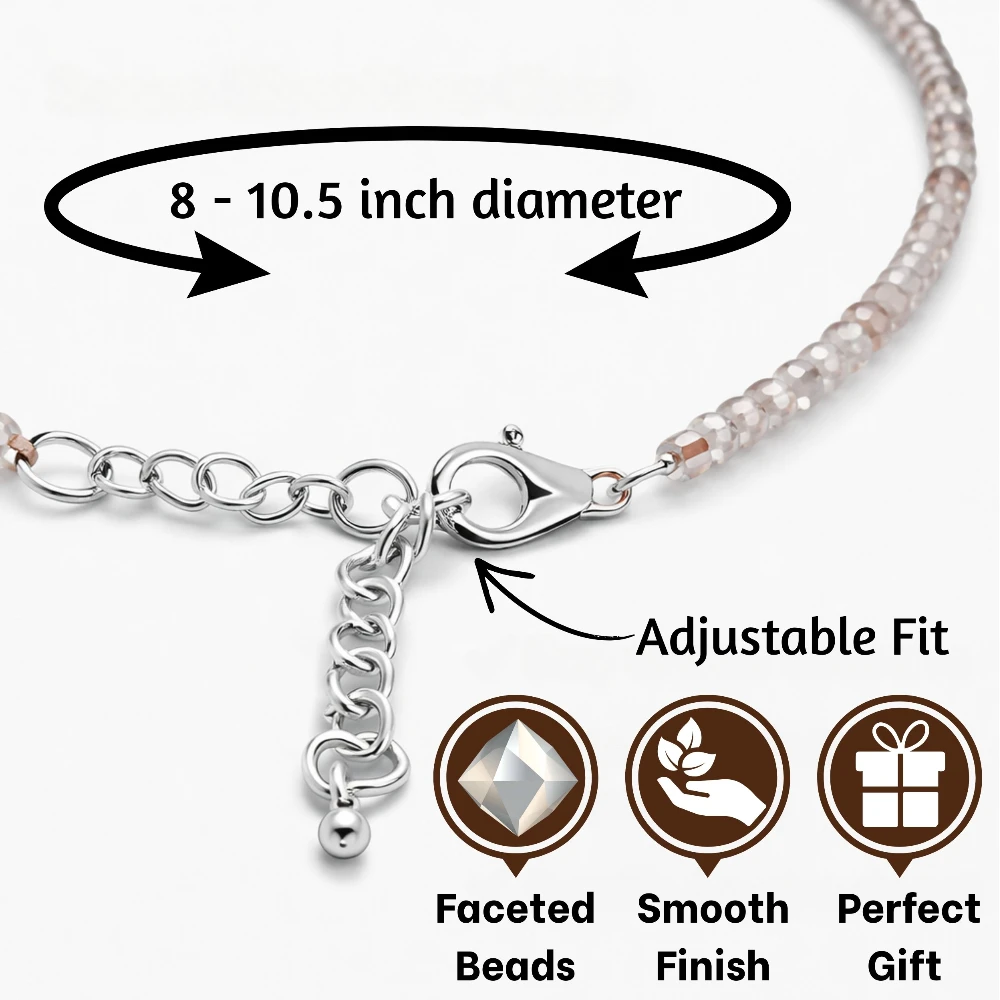 Golden Rutilated Quartz Anklet - 2mm Faceted Beads (Silver)