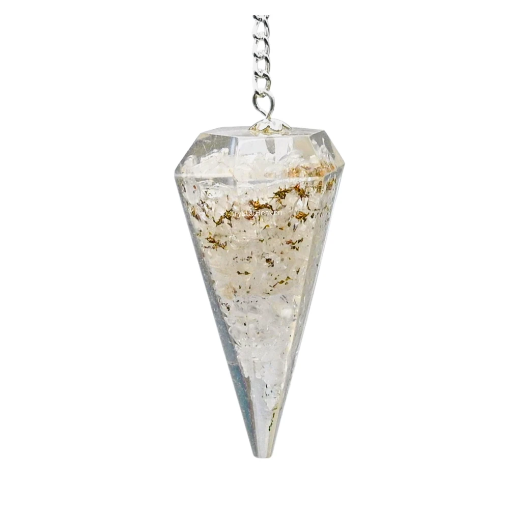 Clear Quartz Crystal Orgone Pendulum
