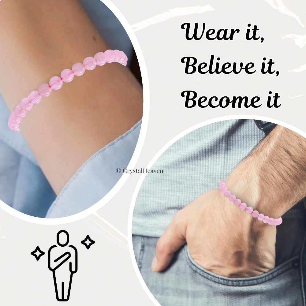Rose Quartz Healing Crystal Bracelets - 6mm Beads (Adjustable)