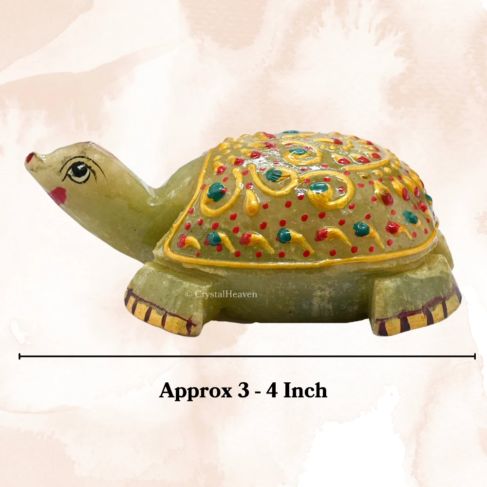 Green Aventurine Crystal Gemstone Hand Painted Tortoise (3-4 Inch)