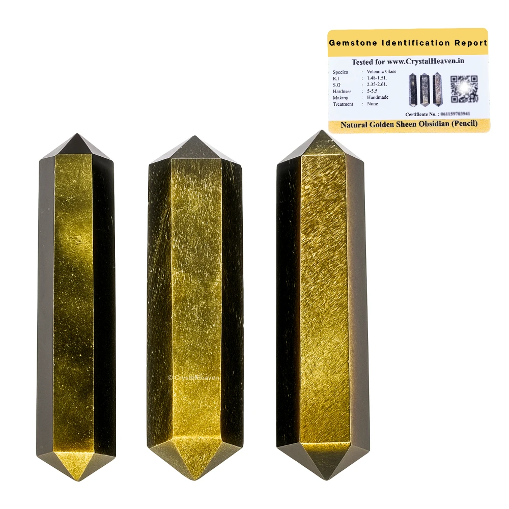 Gold Sheen Obsidian Pencil Points (Double Terminated) (Set of 3)