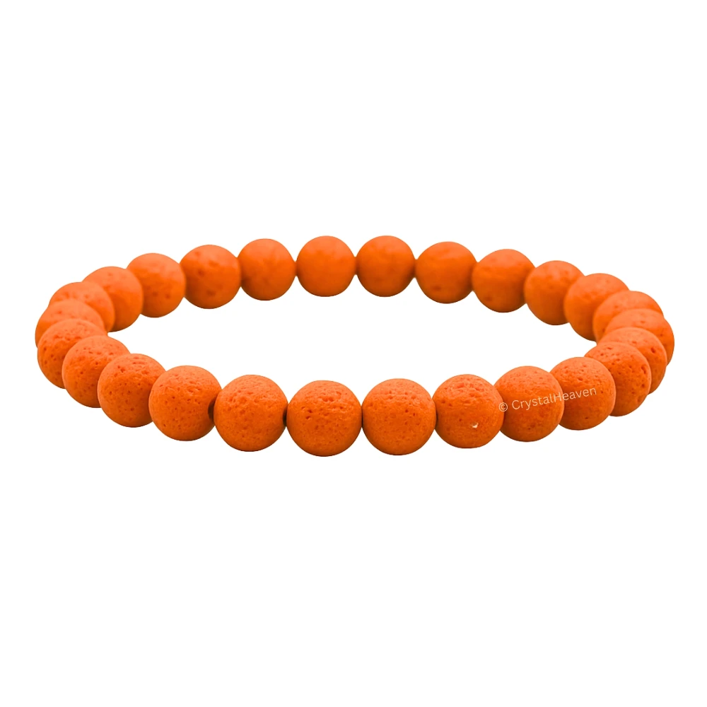 Orange Lava Stone Bracelet (Elastic)