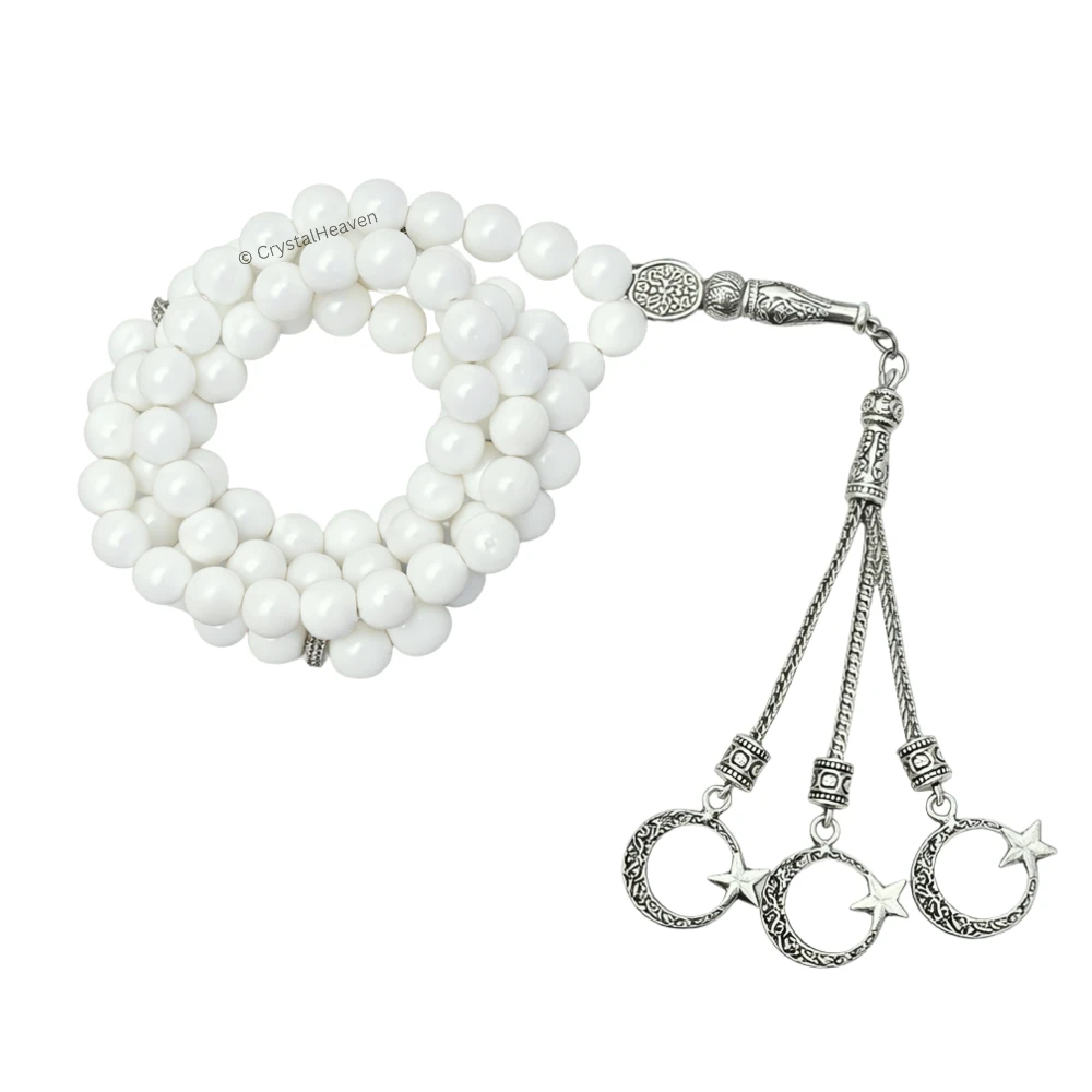 Mother of Pearl Crystal Tasbih (Silver)