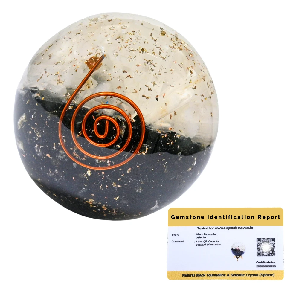 Black Tourmaline Selenite Crystal Orgonite Ball (Layer)(2 Inch)