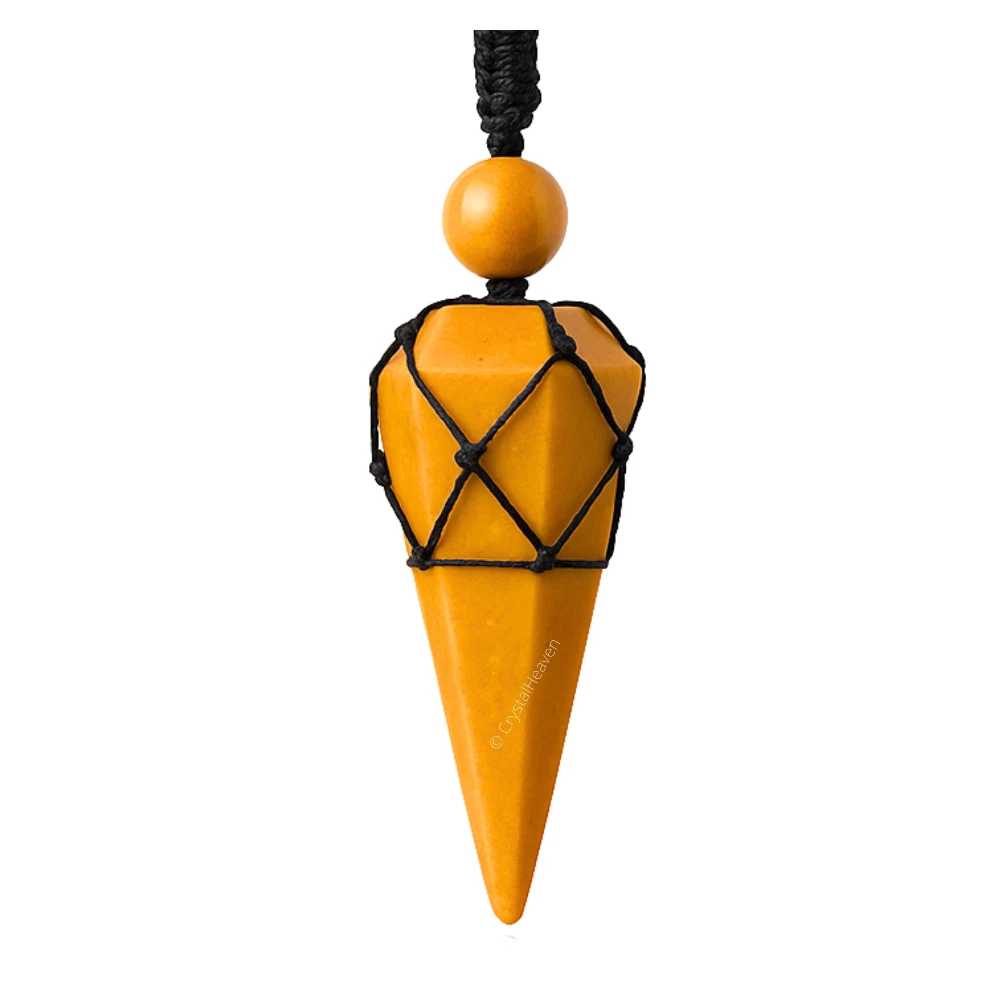 Yellow Jasper Pendulum Pendant Necklace (Macrame)