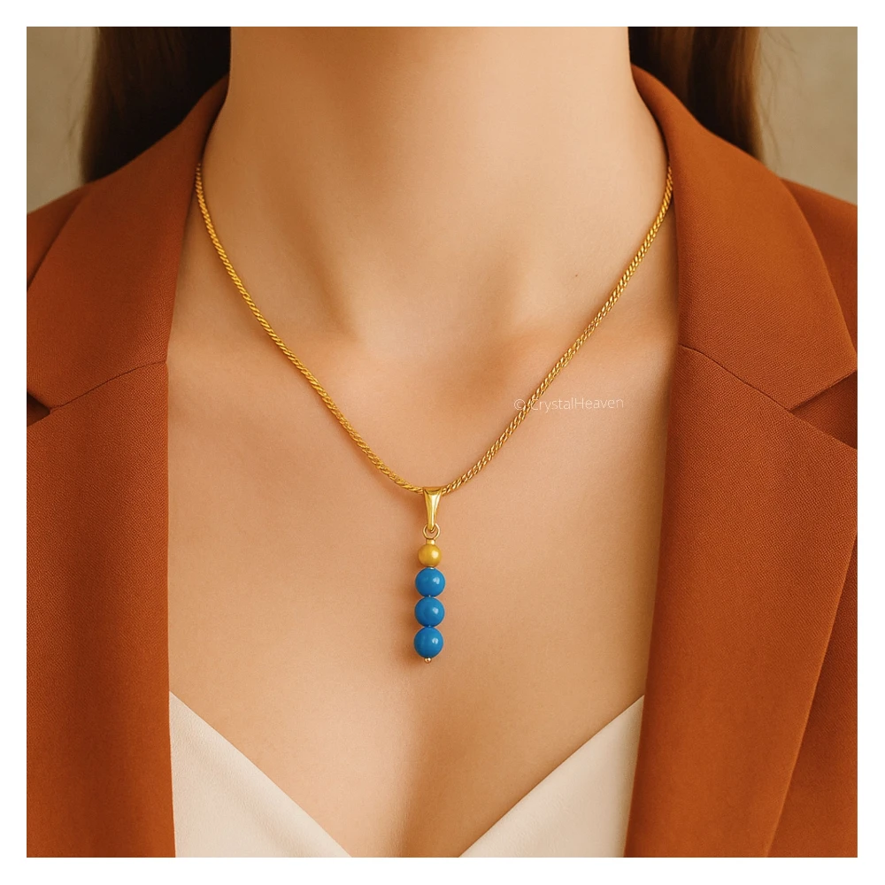 Apatite Crystal Bead Necklace (Gold)