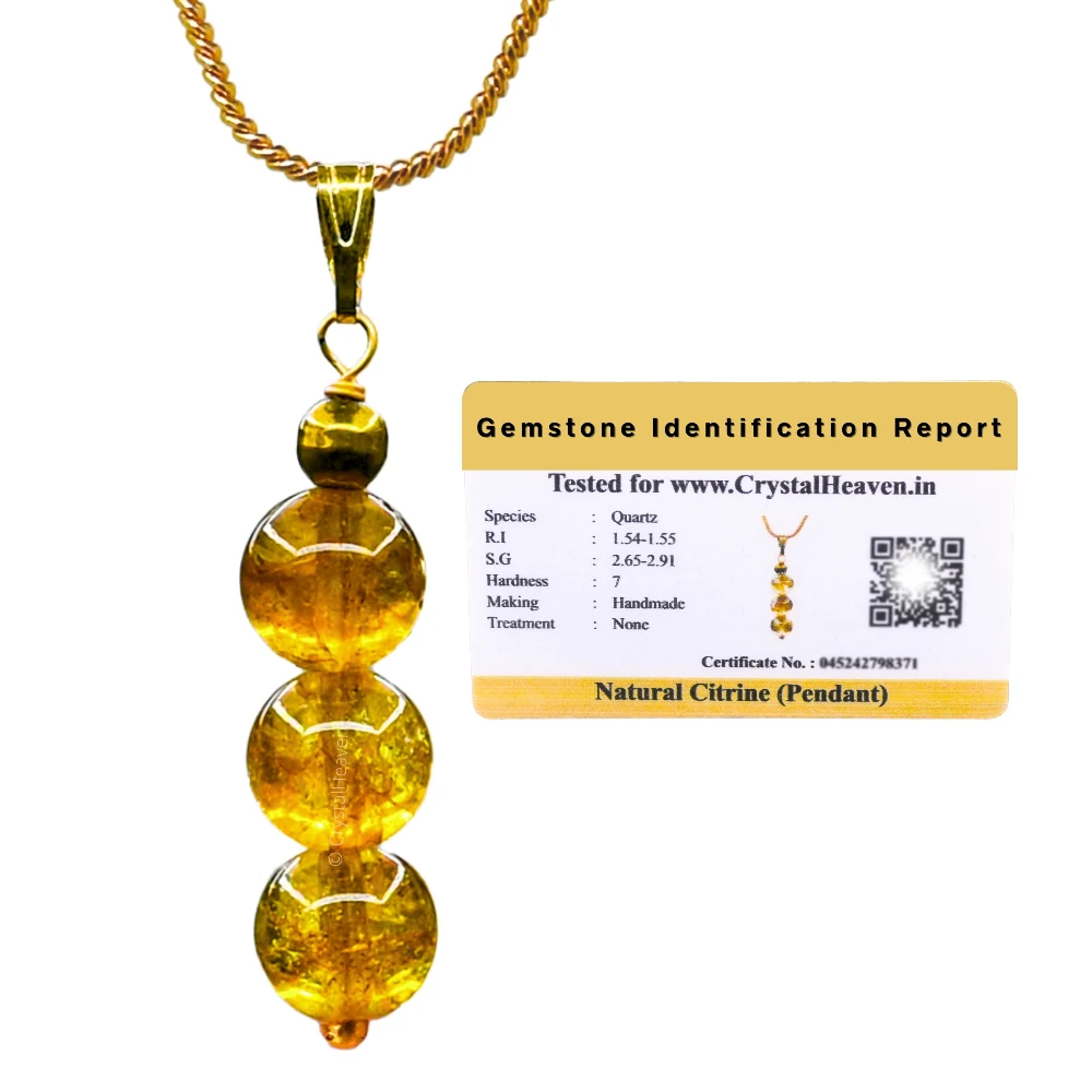 Citrine Crystal Bead Necklace (Gold)