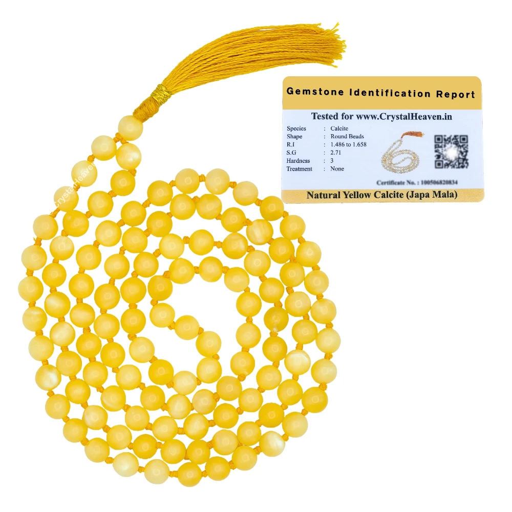 Yellow Calcite Japa Mala (Hand Knotted)