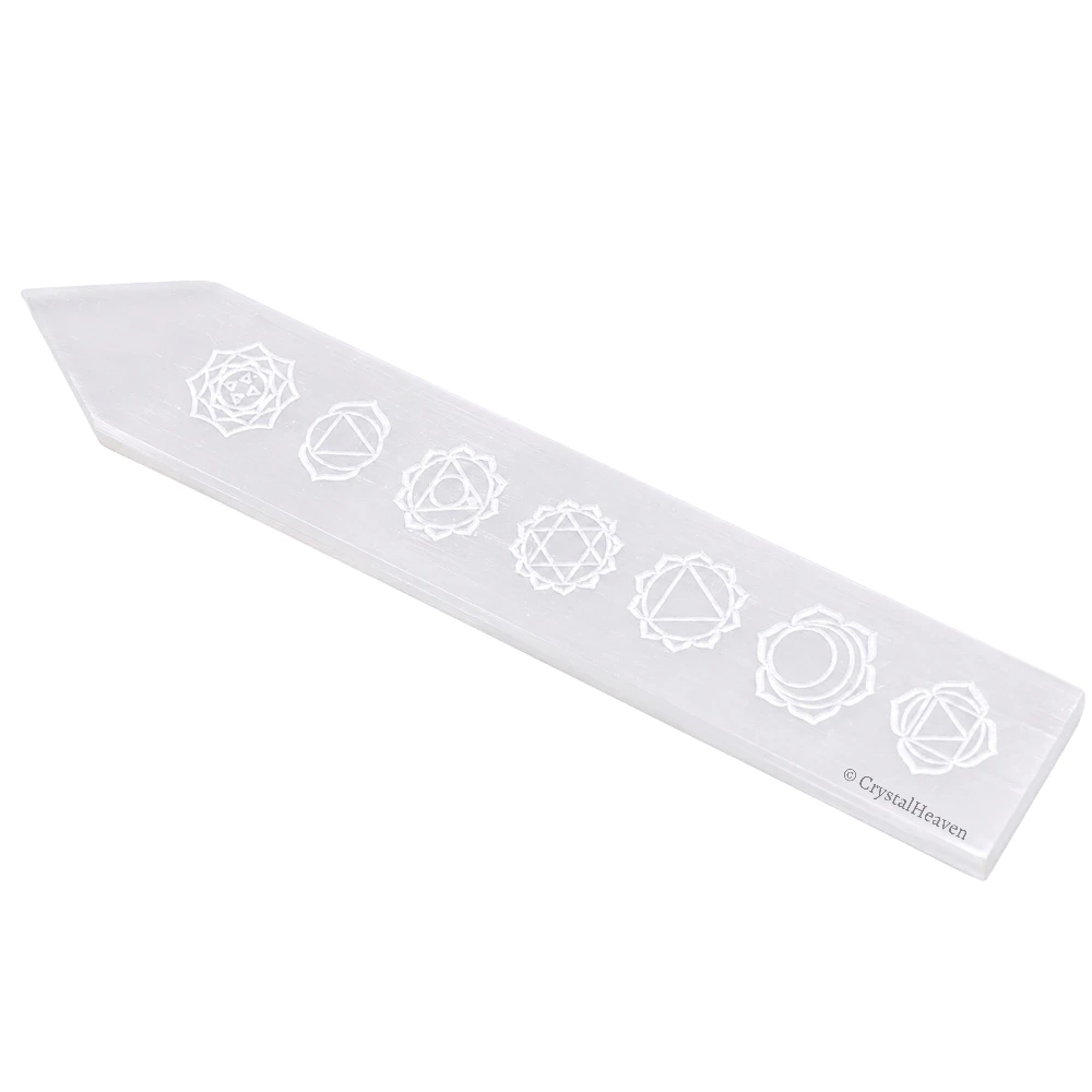 Selenite Charging Plate Stick with Chakra (Pointed)