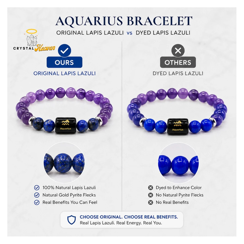 Aquarius Bracelet (कुंभ राशि) - Amethyst & Lapis Lazuli (With Selenite Plate)