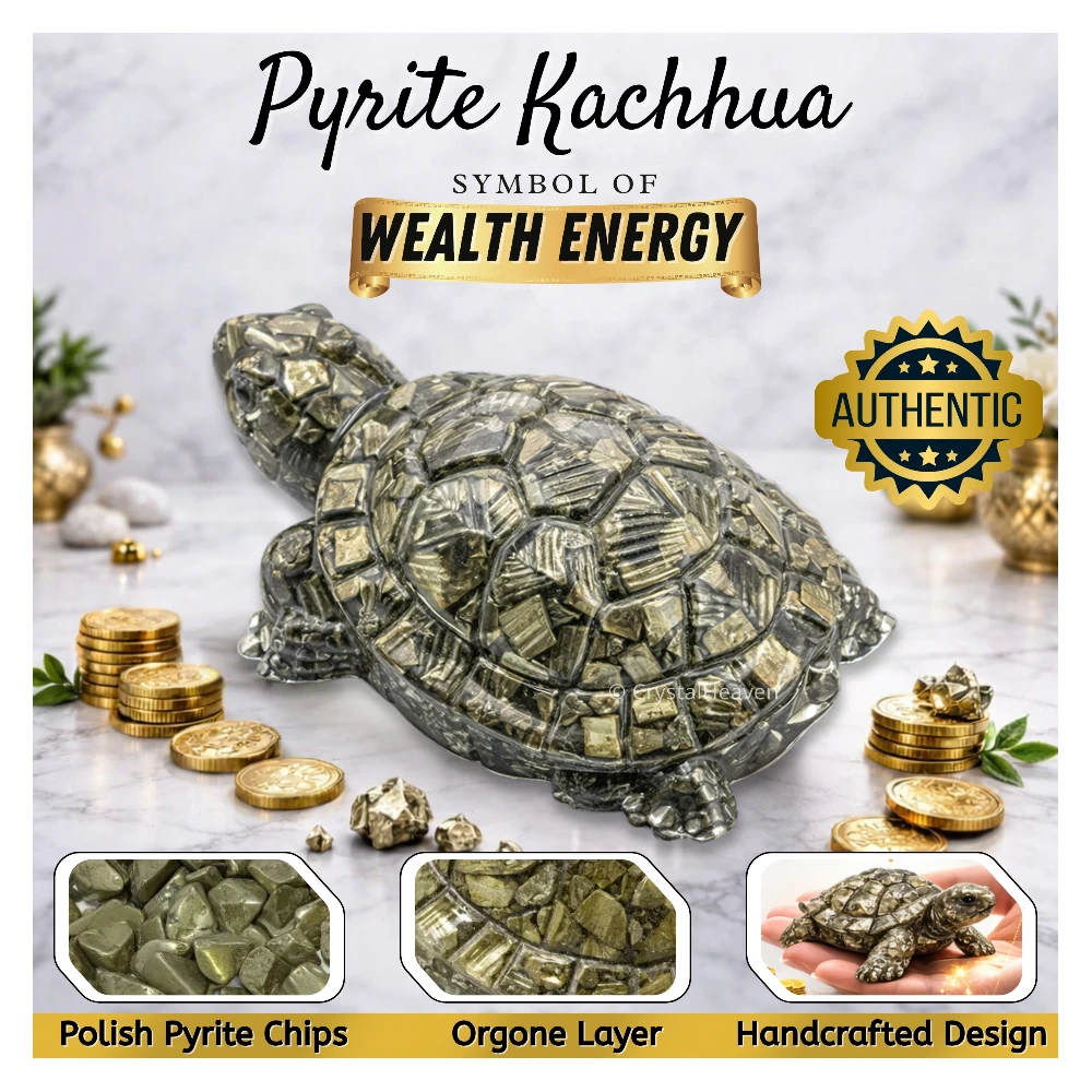 Natural Pyrite Tortoise Kachhua - 5.5 Inch Large