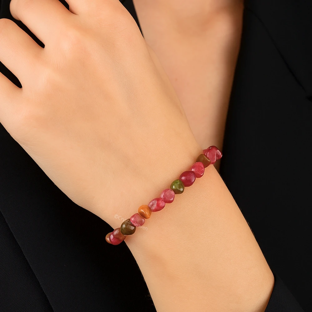 Multi tourmaline Tumbled Bracelet (Elastic)