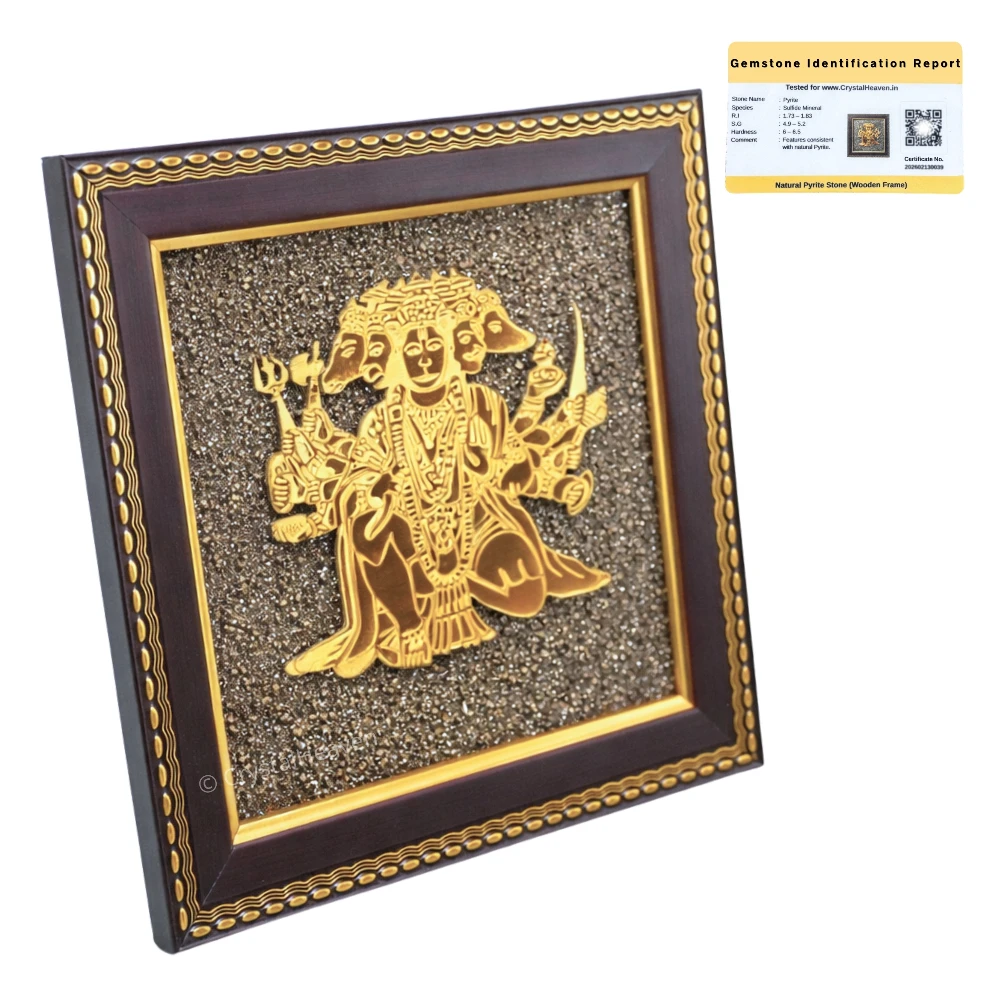 Panchmukhi Hanuman on Natural Pyrite Frame – Vastu Decor