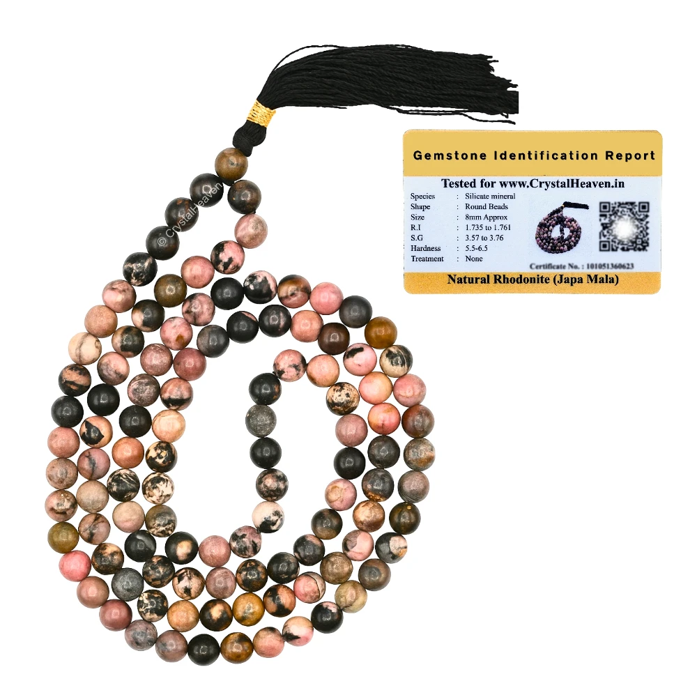 Rhodonite Japa Mala (Without Knot)