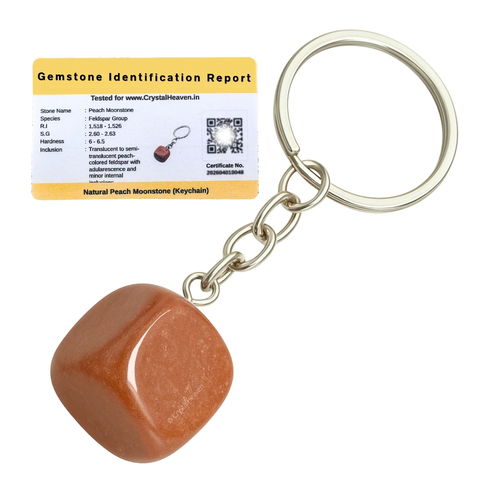 Peach Moonstone Crystal Keychain (Tumbled)
