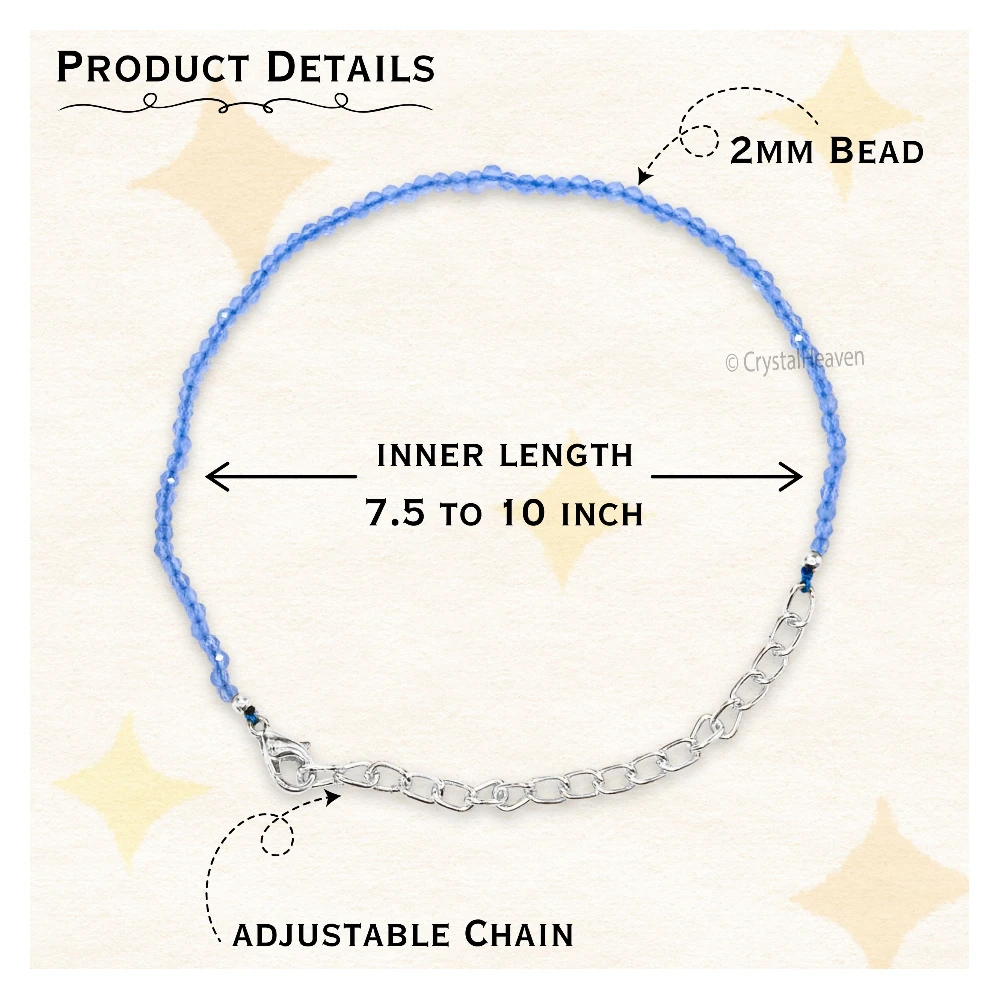 Blue Chalcedony Bracelets - 2mm Faceted Beads (Silver)
