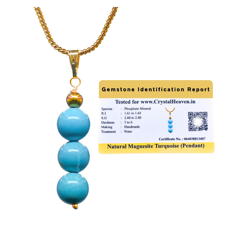Magnesite Turquoise Crystal Bead Necklace (Gold)