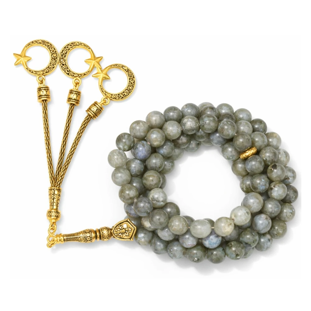 Labradorite Crystal Tasbih (Gold)