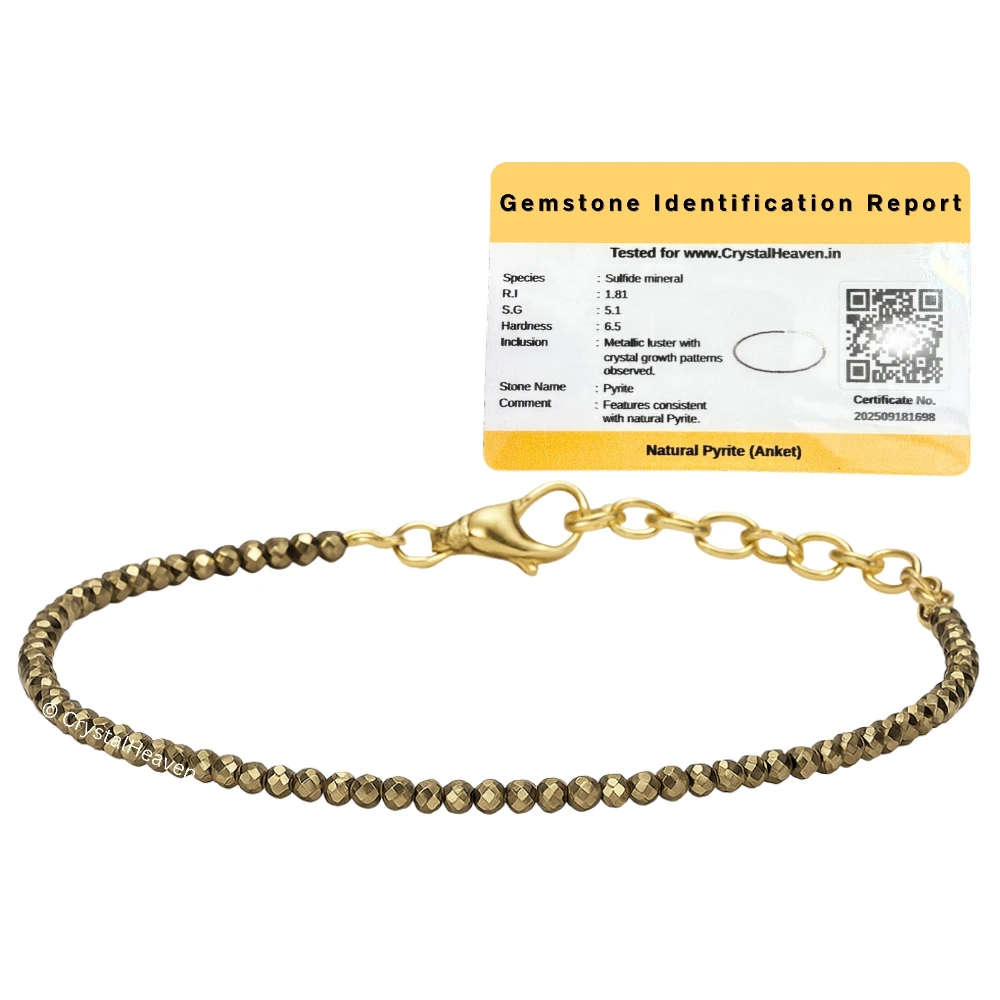 Pyrite Anklet - 2mm Faceted Bead (Gold)