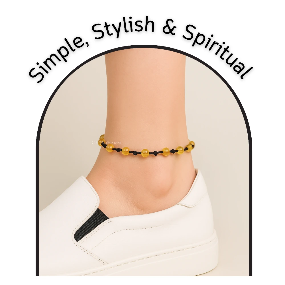Citrine Anklet (Hand Knotted)