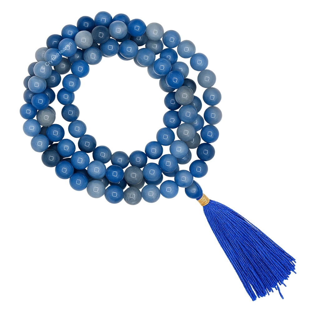 Blue Aventurine Japa Mala (Without Knot)