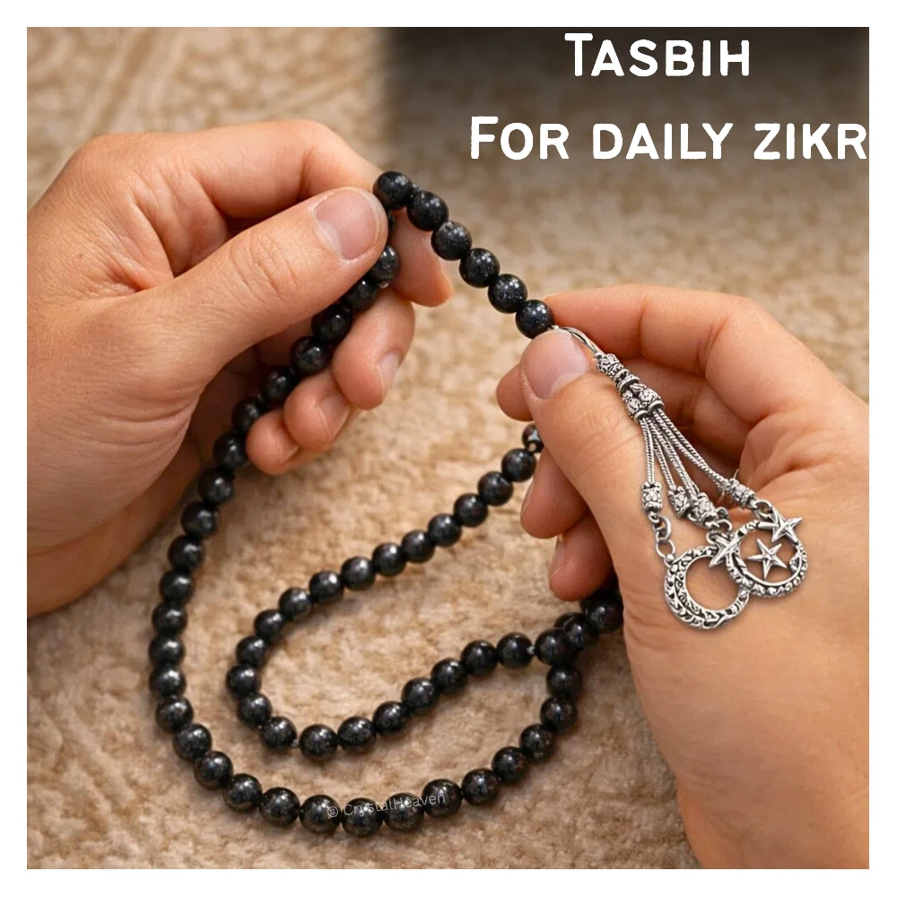 Shungite Crystal Tasbih (Silver)