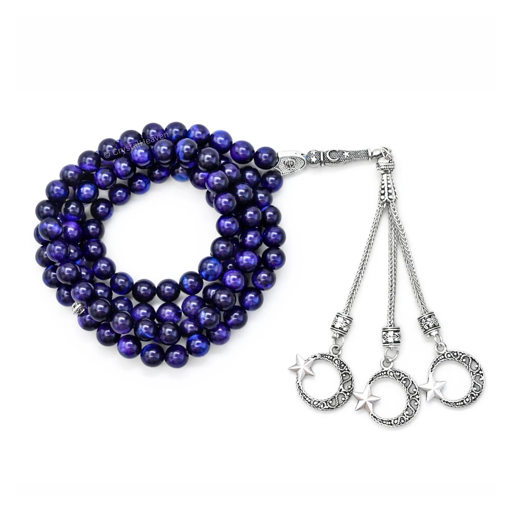 Purple Tiger Eye Crystal Tasbih (Silver)