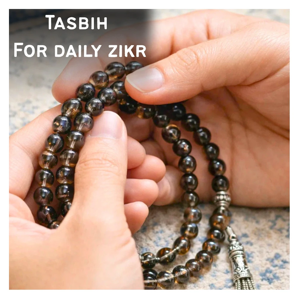 Smoky Quartz Crystal Tasbih (Silver)