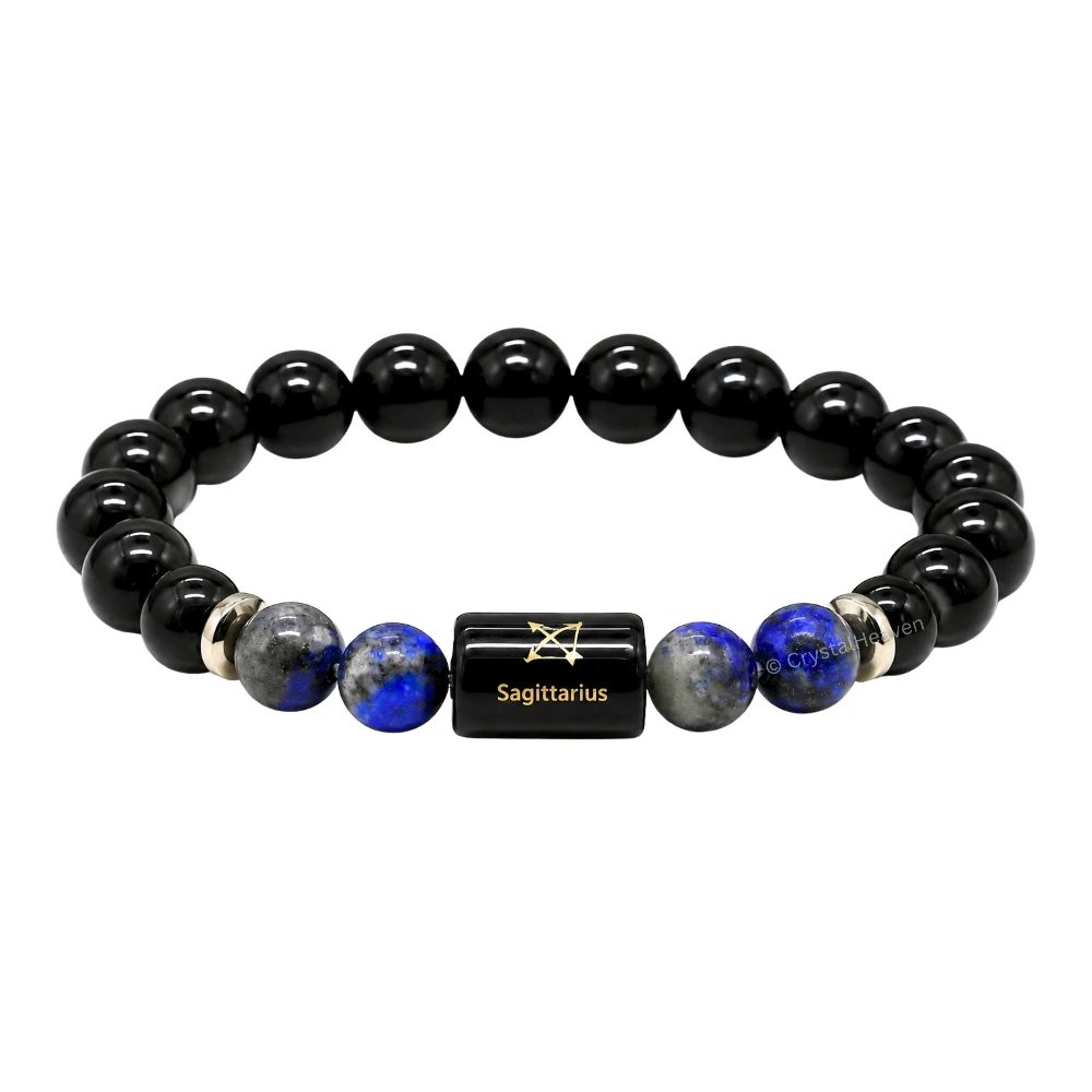 Sagittarius Bracelet (धनु राशि) - Black Obsidian & Lapis Lazuli (Only Bracelet)
