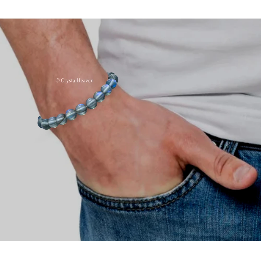Grey Mermaid Glass Bracelet (Elastic)