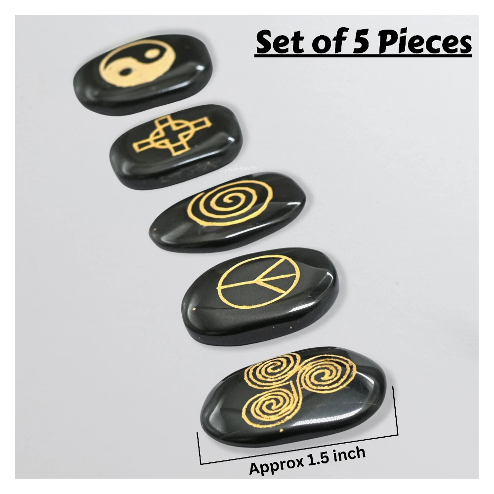 Black Agate Pagan Wiccan Stones (Set of 5)