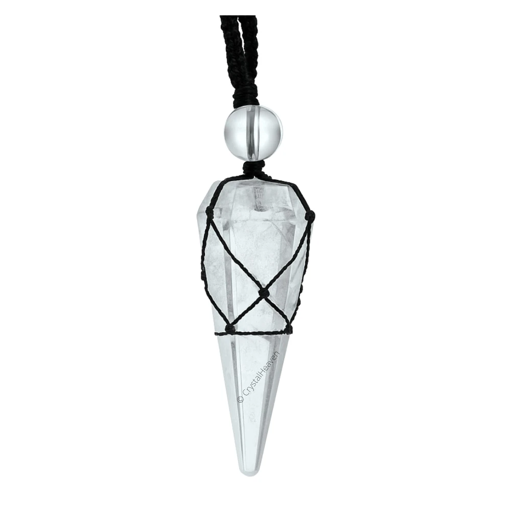Clear Quartz Pendulum Pendant Necklace (Macrame)
