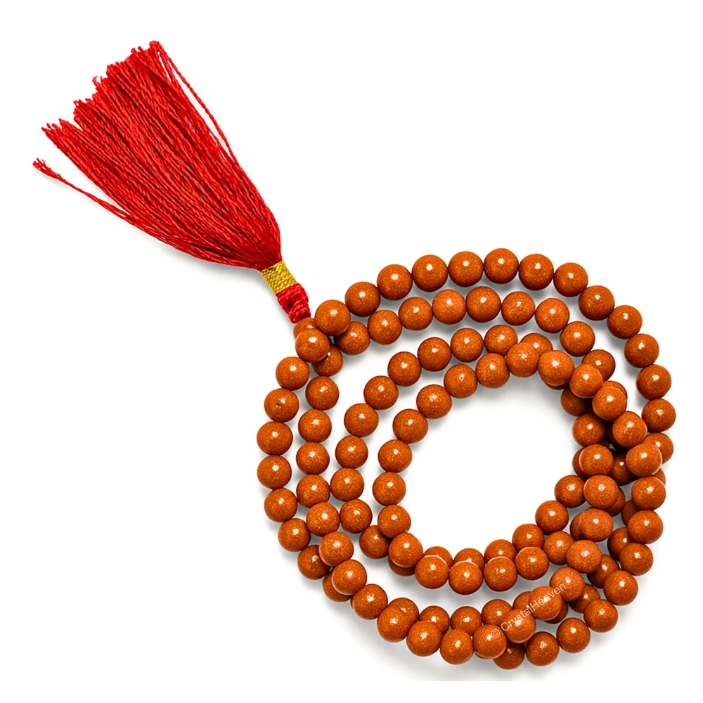 Red Goldstone Japa Mala (Without Knot)
