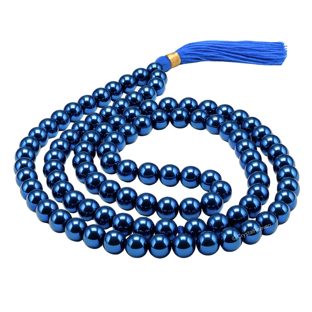 Blue Hematite Japa Mala (Without Knot)