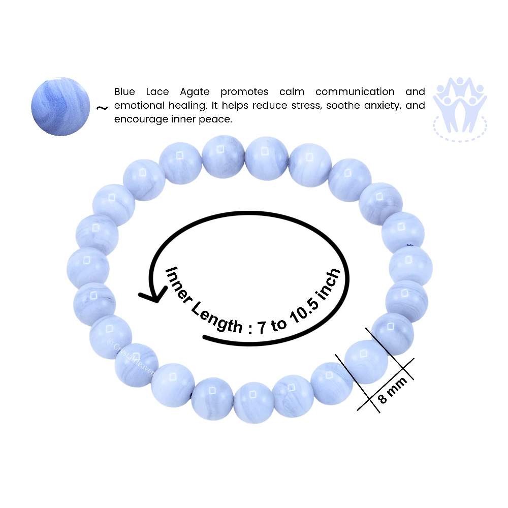 Blue Lace Agate Bracelet (Elastic)