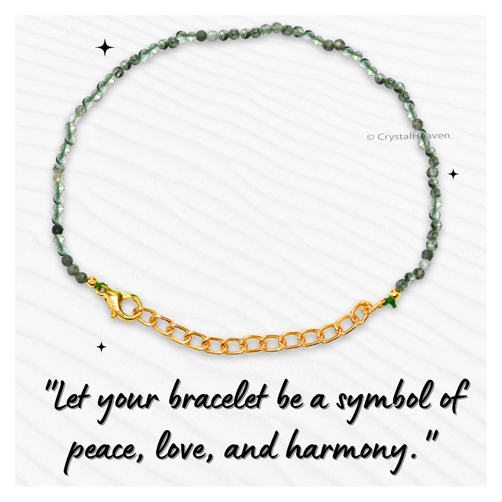 Green Rutilated Quartz Bracelets - 2mm Faceted Beads (Gold)