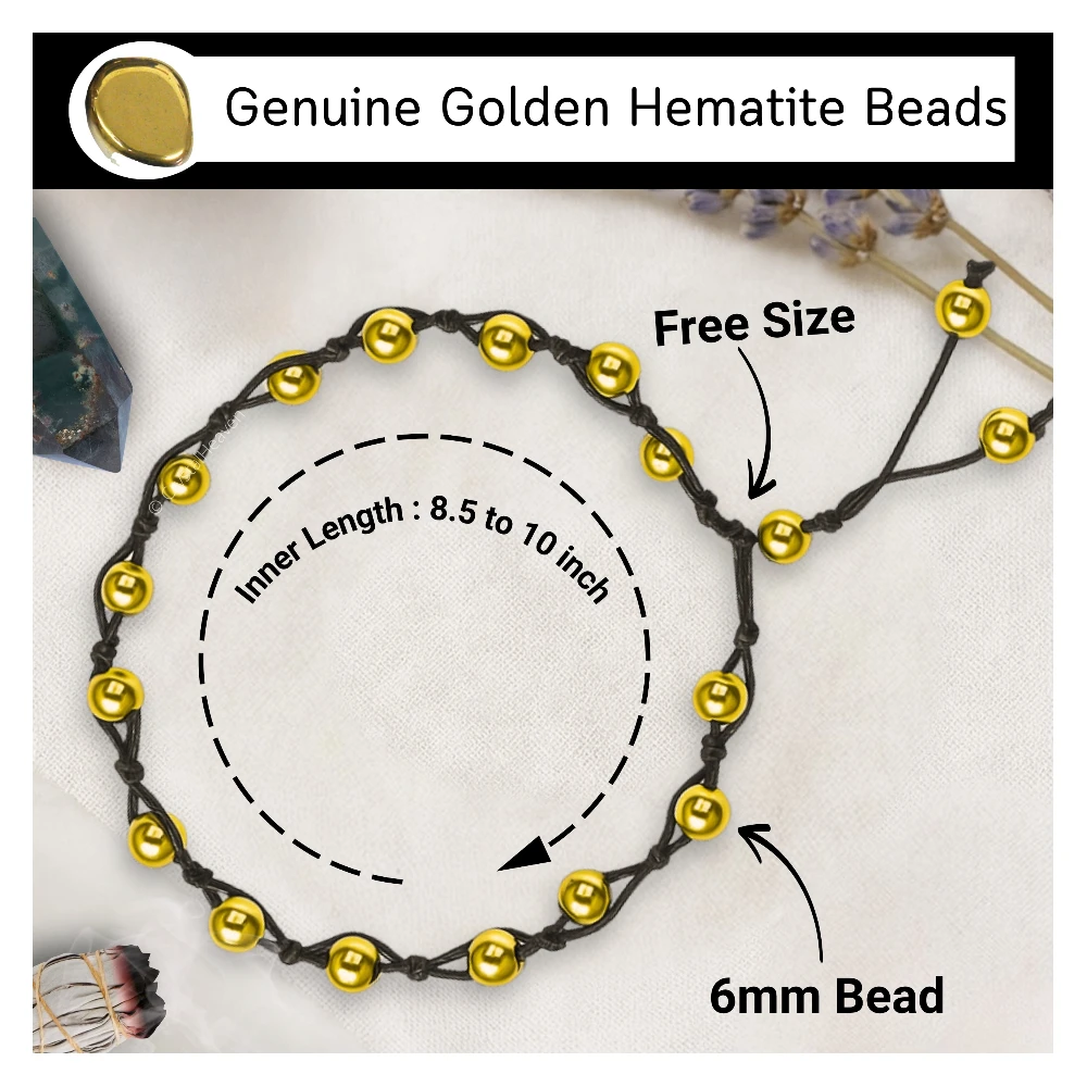 Golden Hematite Anklet (Hand Knotted)