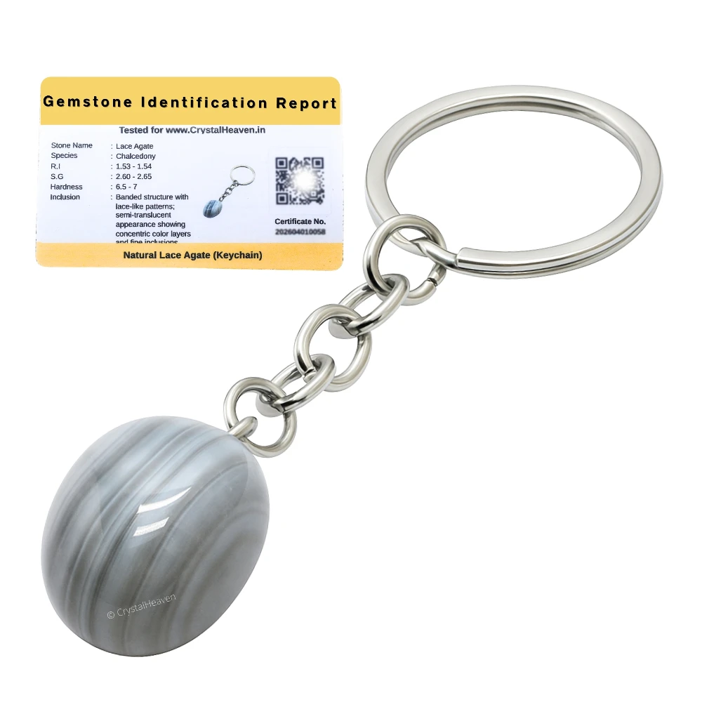 Lace Agate Crystal Keychain (Tumbled)