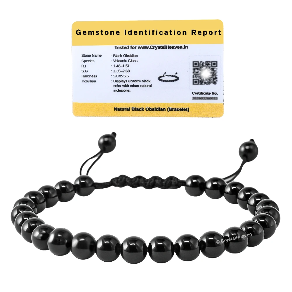 Black Obsidian Healing Crystal Bracelets - 6mm Beads (Adjustable)