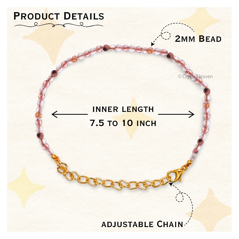 Rutilated Quartz Bracelets - 2mm Faceted Beads (Gold)