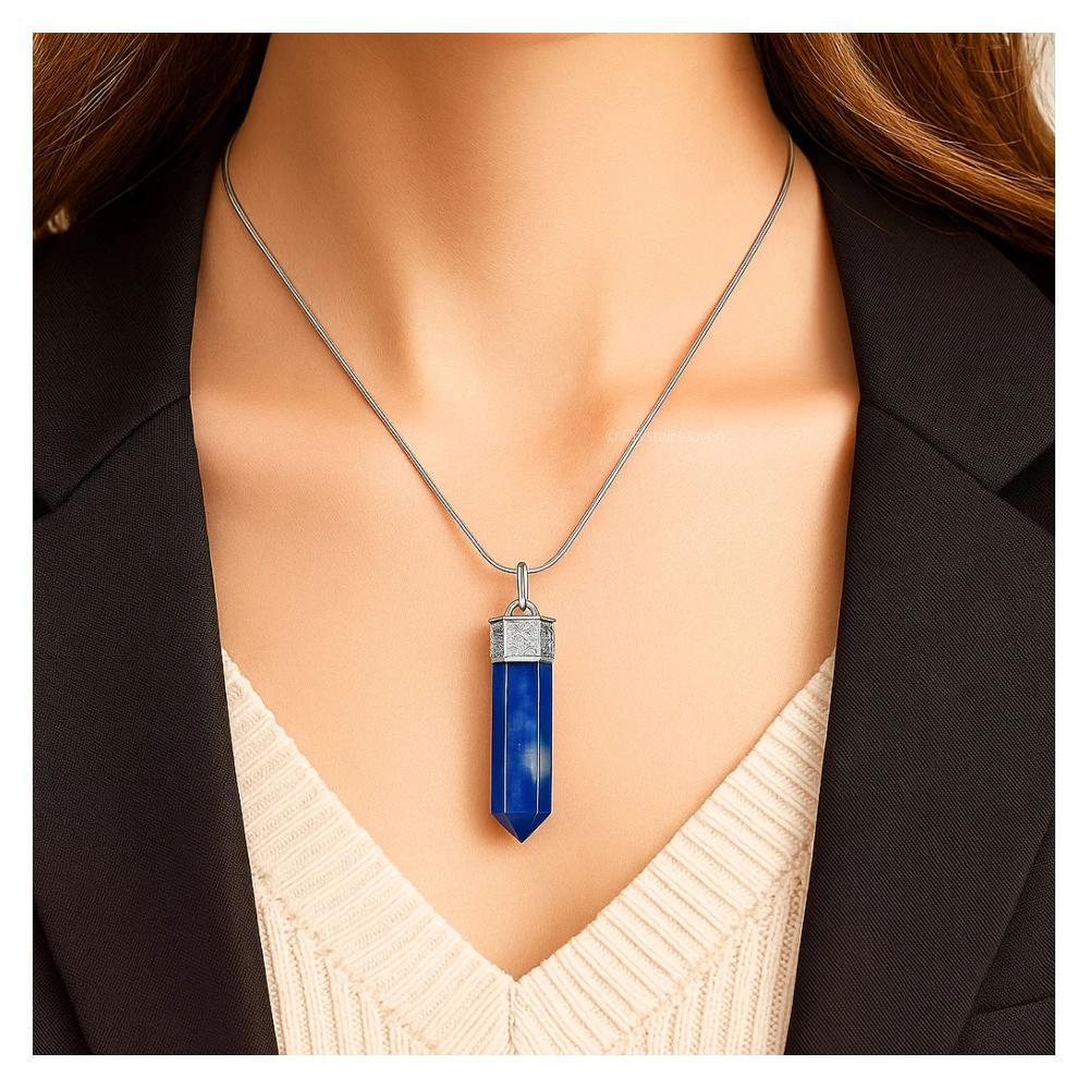 Sodalite Necklace - Pencil Point (Silver)
