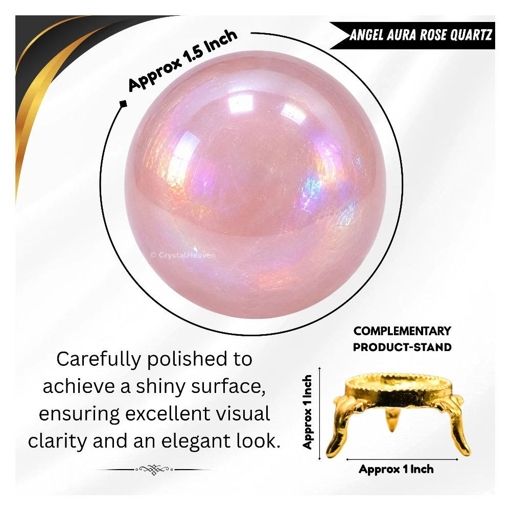 Angel Aura Rose Quartz Sphere (1.5 Inch)
