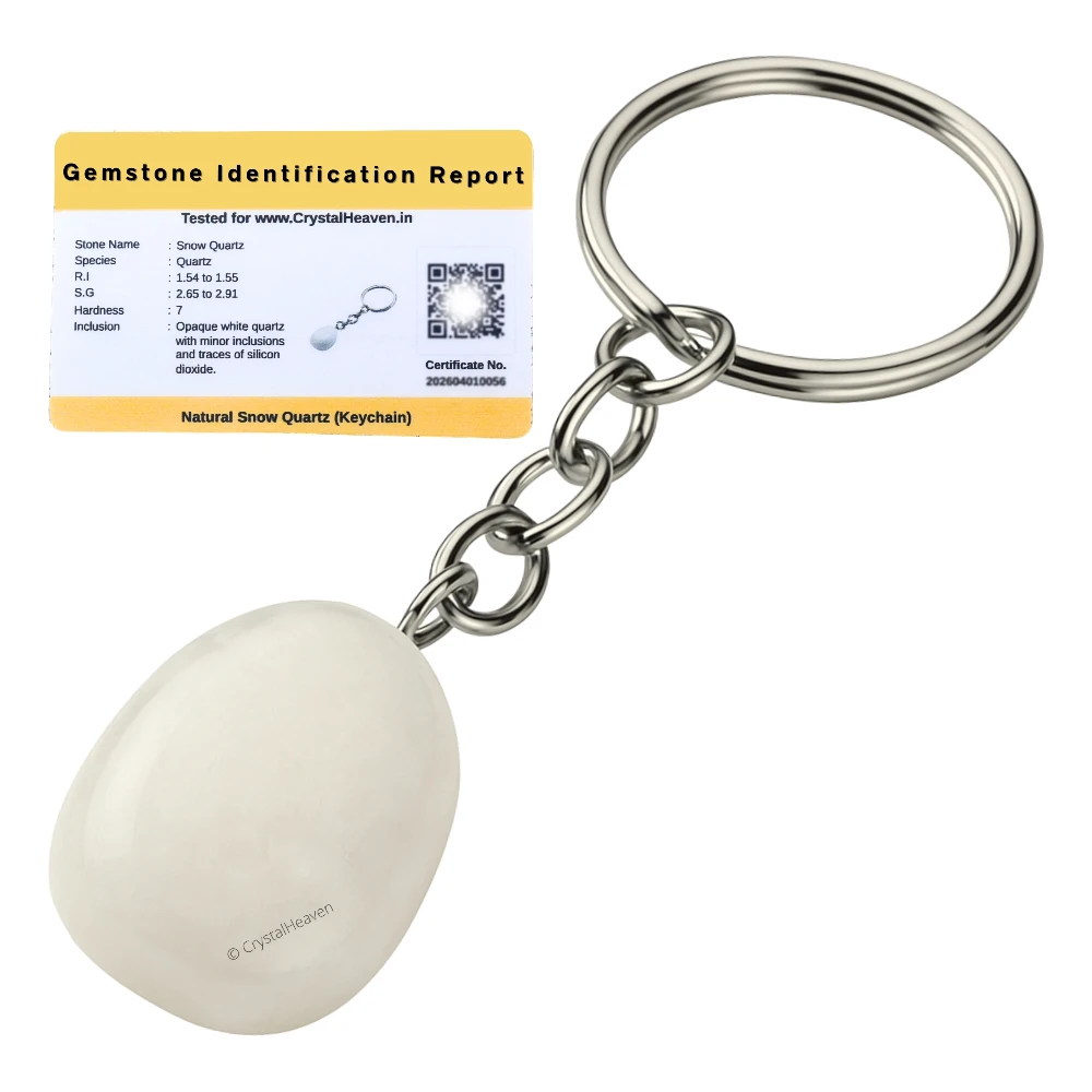 Snow Quartz Crystal Keychain (Tumbled)